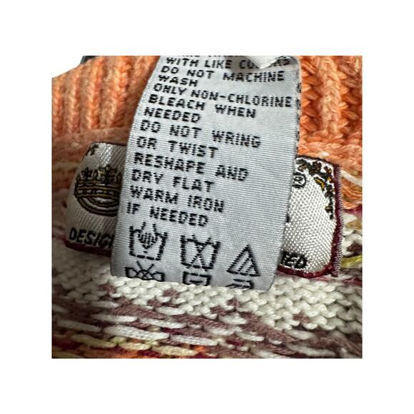 Vintage Tiara Women Fair Isle Knit Cardigan – Orange Multi – Size 1X - Picture 7 of 7